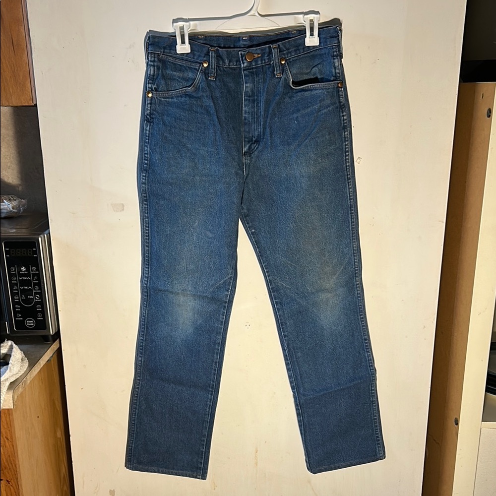 Wrangler Blue Straight Jeans Classic Denim Style